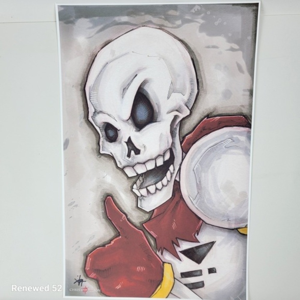Undertale Papyrus Art Print Chris Oz Fulton Signed Skull Gaming Poster Comic Con